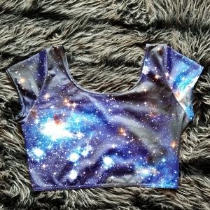 Blackmilk galaxy blue nana swim crop top